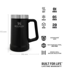 STANLEY ÇELİK TERMOS BARDAK SİYAH 0.70 LİTRE